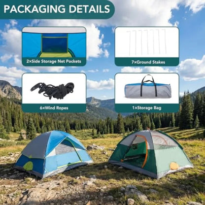 Camping Tent – Waterproof & Windproof Dome Tent with Rainfly and Ventilation for Family Outdoor Camping