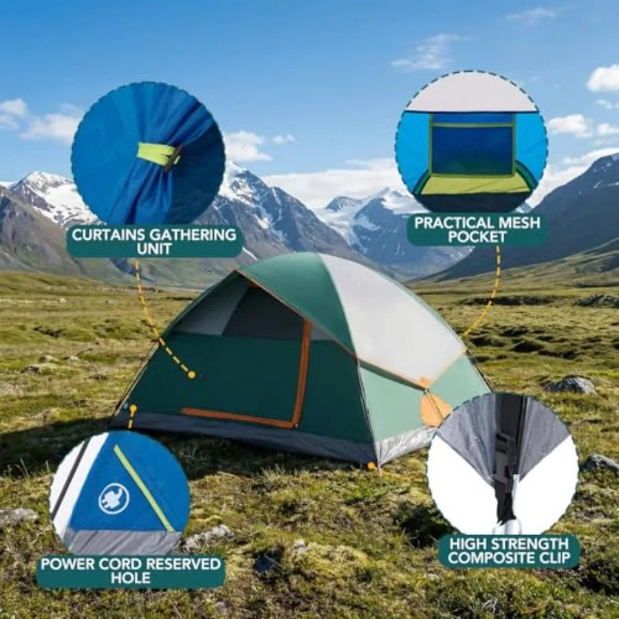 Camping Tent – Waterproof & Windproof Dome Tent with Rainfly and Ventilation for Family Outdoor Camping
