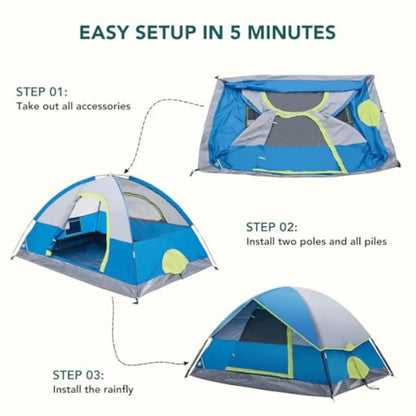 Camping Tent – Waterproof & Windproof Dome Tent with Rainfly and Ventilation for Family Outdoor Camping