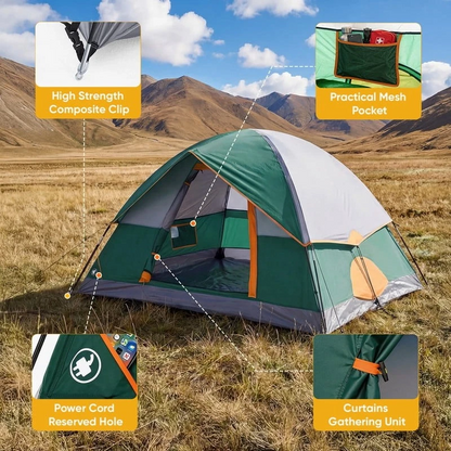Camping Tent – Waterproof & Windproof Dome Tent with Rainfly and Ventilation for Family Outdoor Camping
